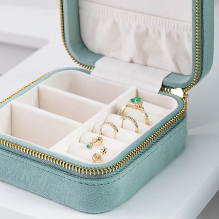 Mittelgroße grüne reise schmuckkästchen Stegall