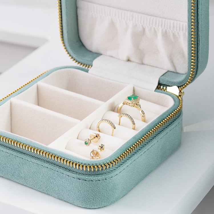 Mittelgroße grüne reise schmuckkästchen Stegall 146235