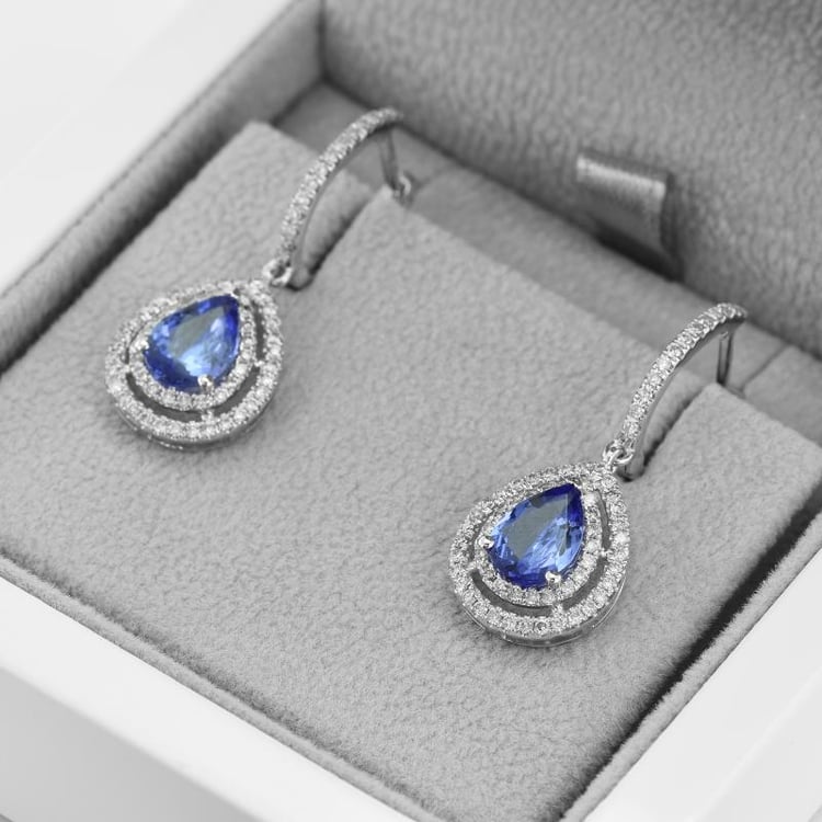 Goldnene Ohrringe mit Tansanit und Diamanten Maxila 9793