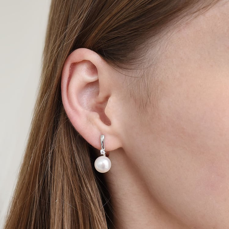 Silberohrringe mit Perlen und Zirkonen Serina 88046