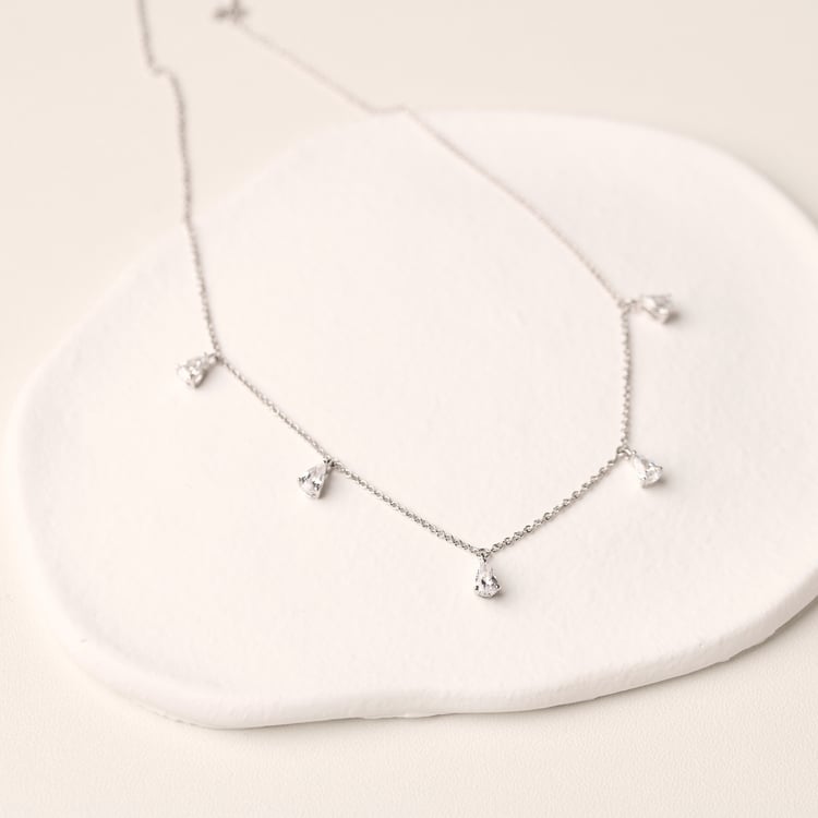 Goldene Halskette mit Lab Grown Diamanten in Birnenform Praveen 165417