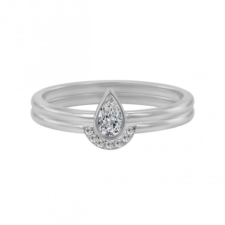 Ringset aus 585 Gold mit zertifiziertem Tropfendiamant Ralyas