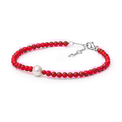 Silbernes Korallenarmband mit einer Perle Dolores