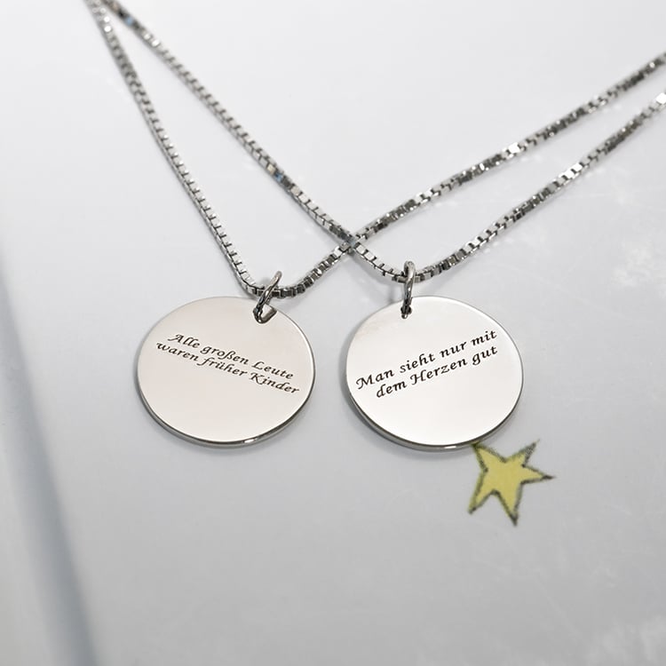 Silberanhänger mit Prinz und Fuchs und Gravur Ihrer Wahl 122628