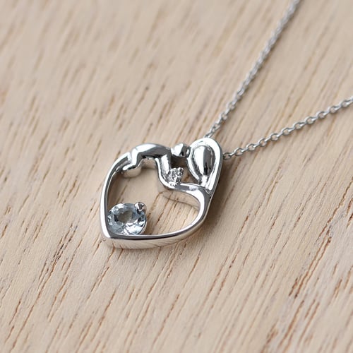 Anhänger Mutter und Kind mit Aquamarine und Diamant Ella