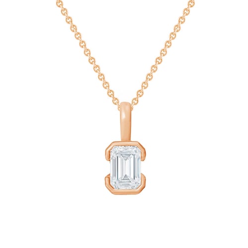 Minimalistischer Anhänger aus Gold mit einem Lab Grown Diamanten in Emerald-Form Lias