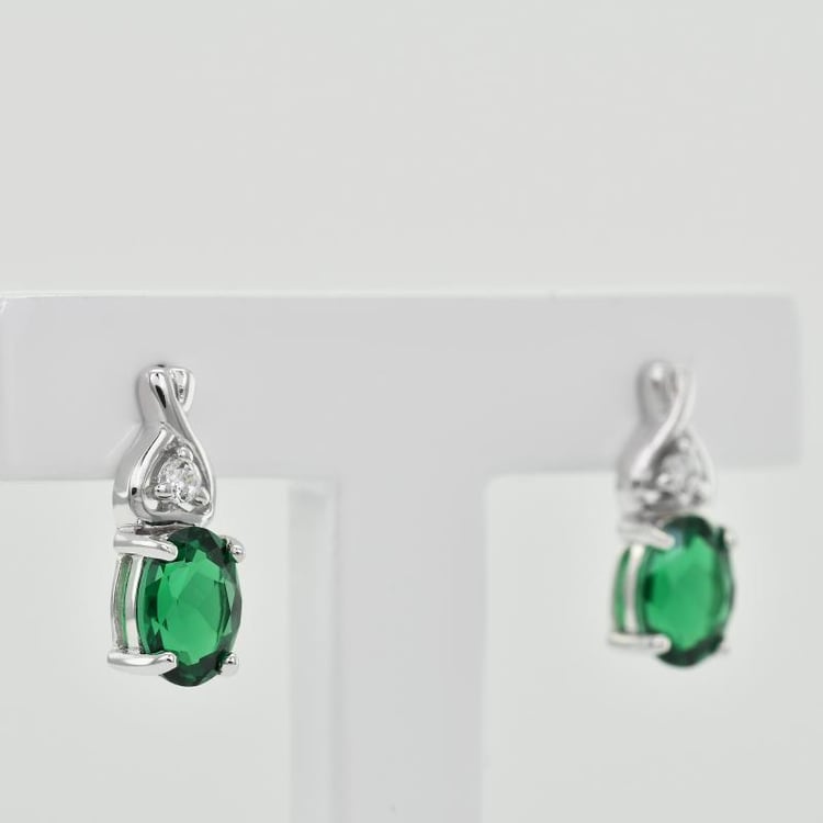 Ohrringe in Silber mit ovalen Smaragden Orvelle 2276