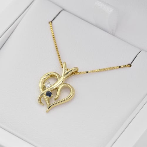 Goldenes Herz mit Saphir und Diamant Lynelle