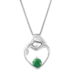 Silberner Anhänger Mutter und Kind mit Smaragd und Diamant Ella