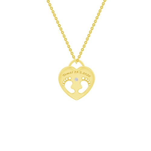 Goldener Anhänger mit Kinderfüßen und Gravur Olivia