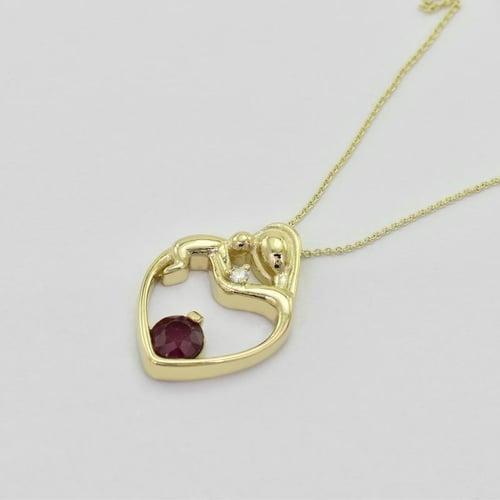 Anhänger Mutter und Kind mit Granat und Diamanten Ella