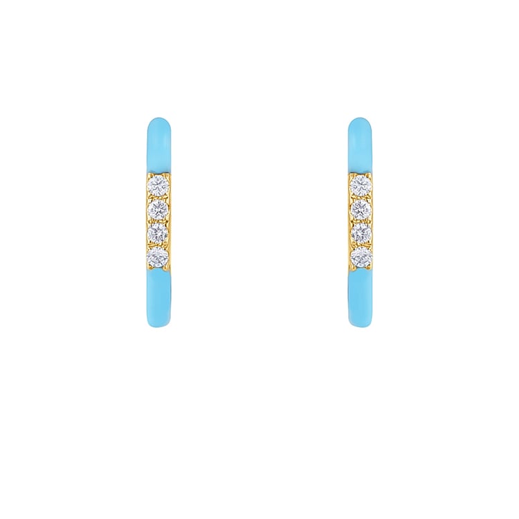 Ohrstecker mit blauer Keramik und Diamanten Edela