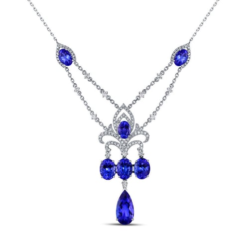 Halskette mit Tansaniten und Diamanten Noeti