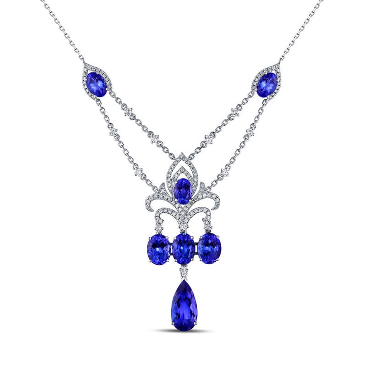 Halskette mit Tansaniten und Diamanten Noeti 9833