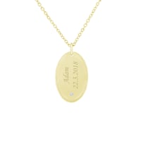 Ovaler Anhänger aus Gold mit einem Diamanten und Gravur Velma