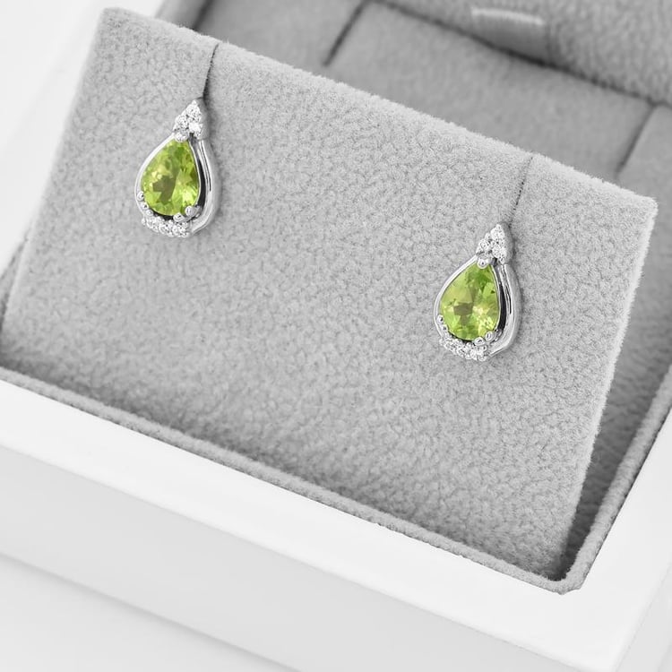 Silberne Ohrringe mit Olivinen Palle 42599