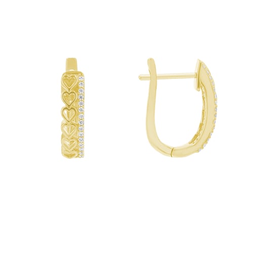 Runde Ohrringe mit Diamanten und Herzen Luba