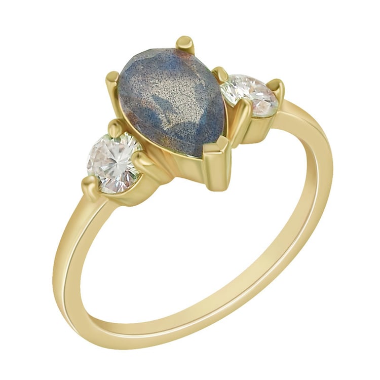 Verlobungsring mit Labradorit und Moissaniten Nanon 73747