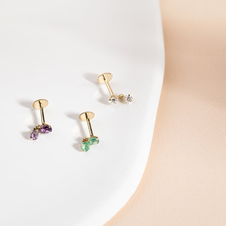 Goldener Piercingstecker mit Amethysten Dyre 149061