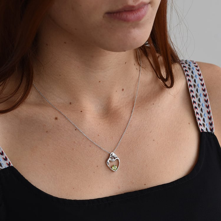 Goldanhänger mit Olivin und Diamanten Mutter und Kind 68845