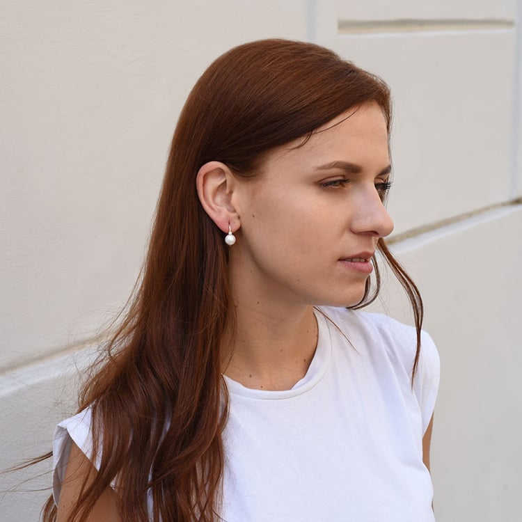 Vergoldete Hängeohrringe mit Perlen und Zirkonia Lauretta 66798