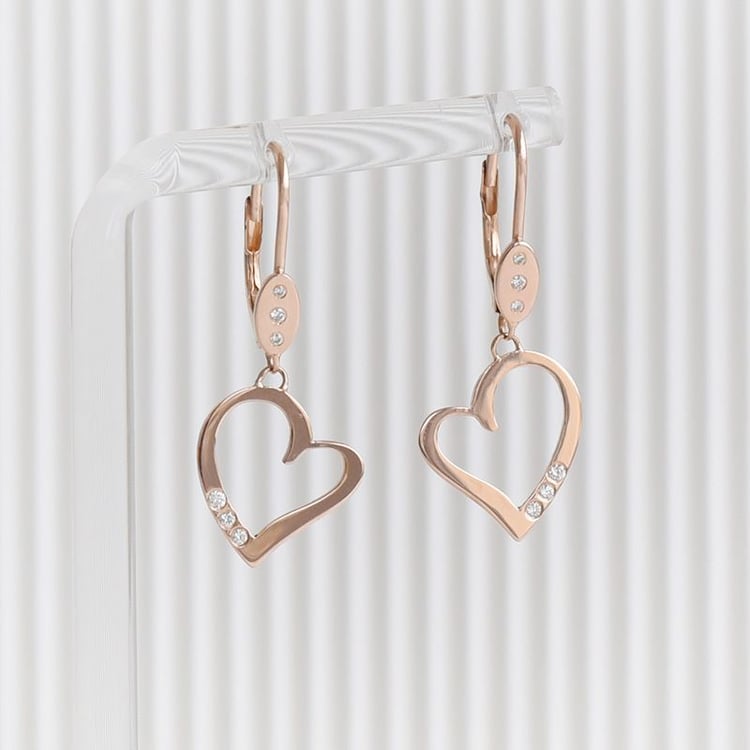 Goldene Hängeohrringe in Herzform mit Diamanten Mekhi 98421