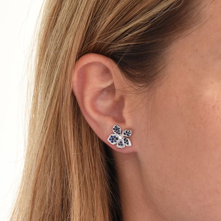 Blumenohrringe mit Saphiren und Diamanten Eavan 85444