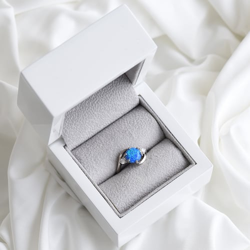 Silberner Ring mit blauem Opal und Zirkonia Jimena