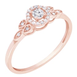 Goldring mit Diamant im Halo-Stil Avila