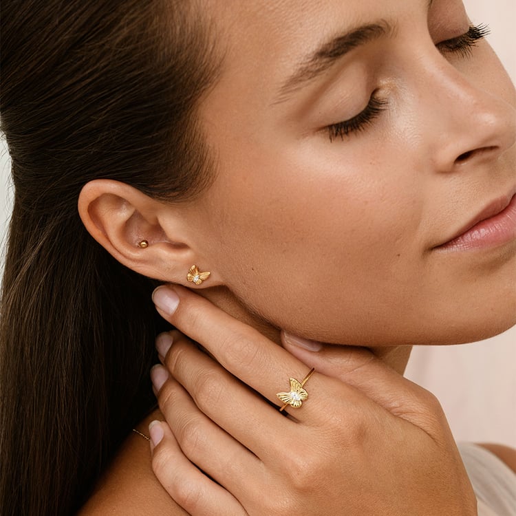 Ohrringe aus Gold in Form eines Schmetterlings mit Lab Grown Diamanten Anna 163522