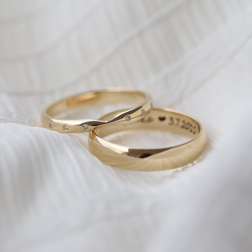 Ehering Eternity Goldring und Herren Komfort Ring Toskani