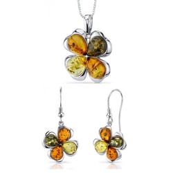 Silbernes Schmuckset mit Bernsteinen Ginger