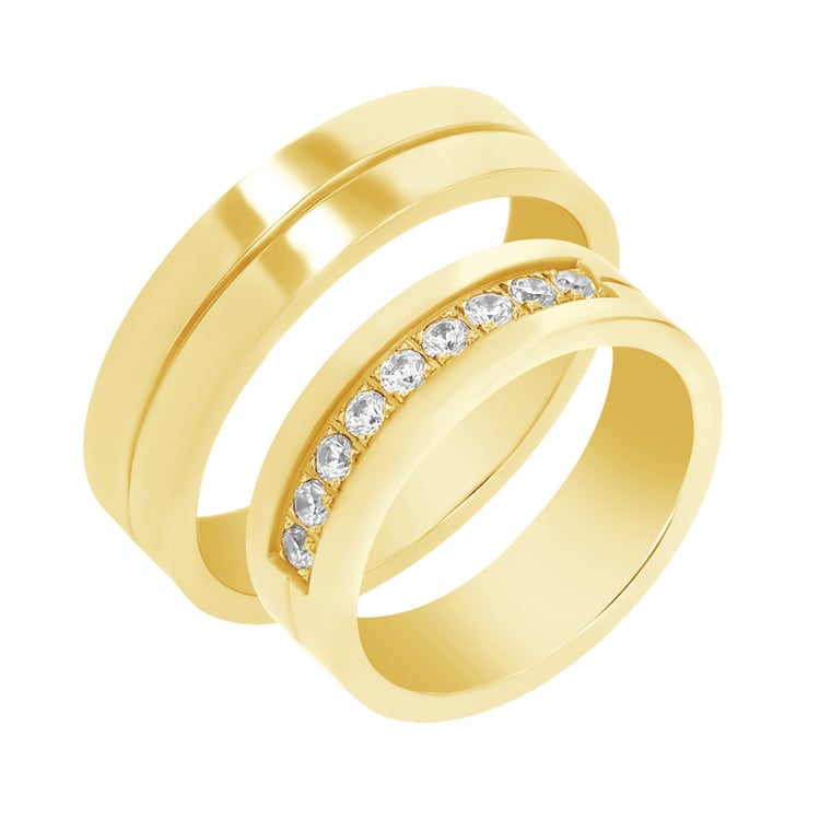Goldene Eheringe mit Diamanten Luky 105507