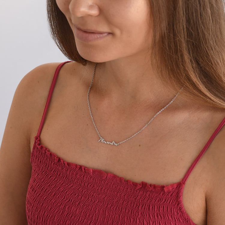 Silberne Namenskette mit Gravur Ihrer Wahl Amael 67476