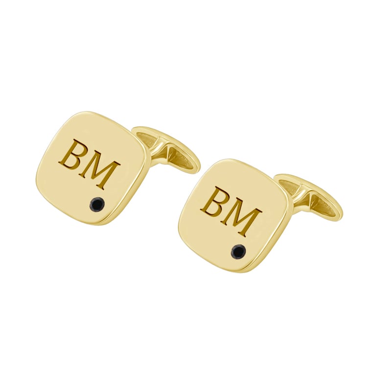 Goldene Manschettenknöpfe mit Gravur und Diamanten Jolie 46344