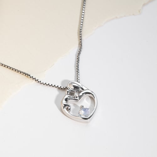 Silberner Anhänger Mutter und Kind mit Mondstein und Diamant Ella