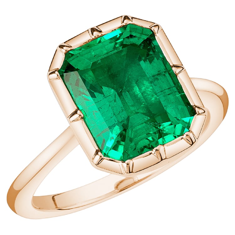 Goldener Ring mit Lab Grown Smaragd in Emerald Form Moly 138734