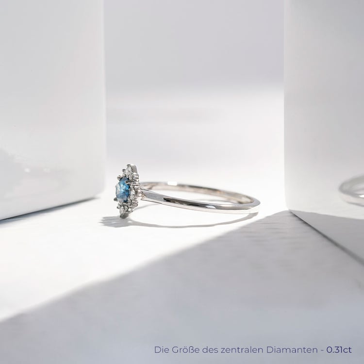 Verlobungsring mit einem zertifizierten fancy blue Lab Grown Diamanten Febe 114145