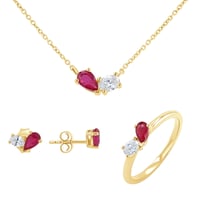 Schmuckset Toi et Moi mit Rubin und Lab Grown Diamant Ethelmary