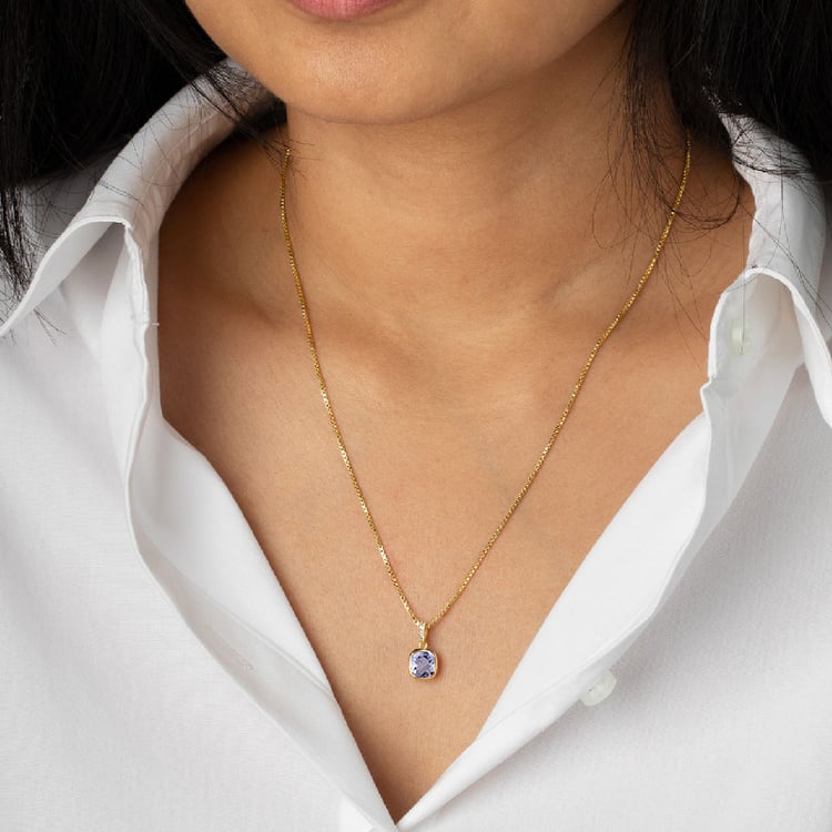 Goldener Anhänger mit Tansanit und Lab Grown Diamanten Janice 150036