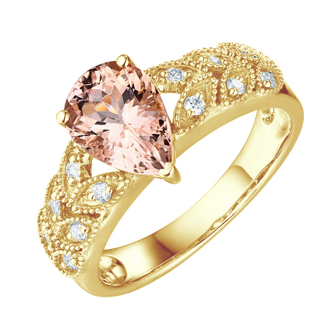 Goldring mit Morganit und Diamanten Sasir 82392