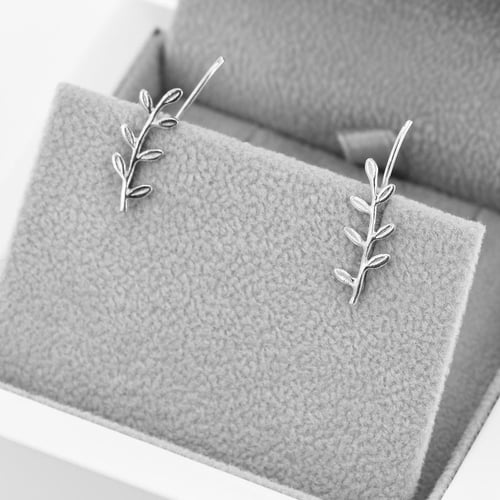 Silberne Ear Climber Ohrringe Orchid