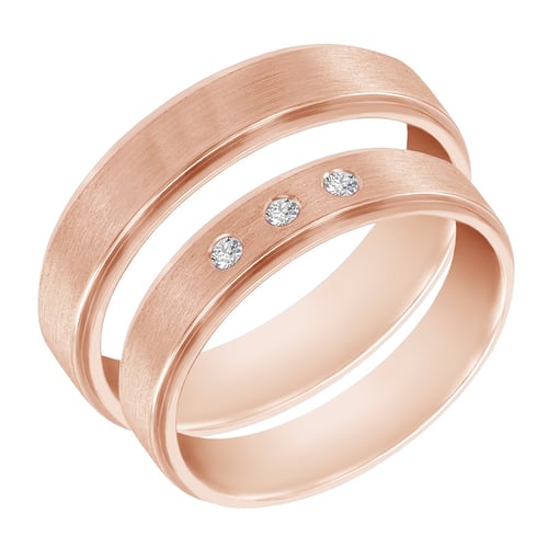 Goldene Eheringe mit drei Diamanten Xoana