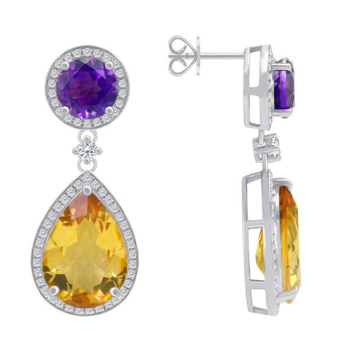 Ohrringe mit Citrin und Amethyst Mahal
