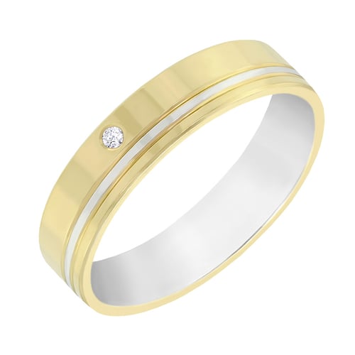 Zweifarbige Eheringe aus Gold mit Diamant Lonnell