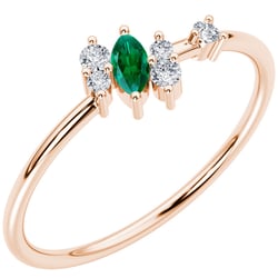 Cluster Ring mit Lab Grown Smaragd und Diamanten Kasen
