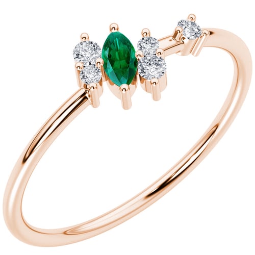 Cluster Ring mit Lab Grown Smaragd und Diamanten Kasen