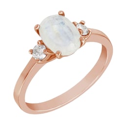 Goldring mit Mondstein und Moissanit Letty