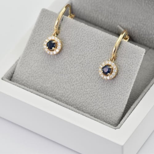 Goldene Ohrringe mit Saphiren und Diamanten Macy