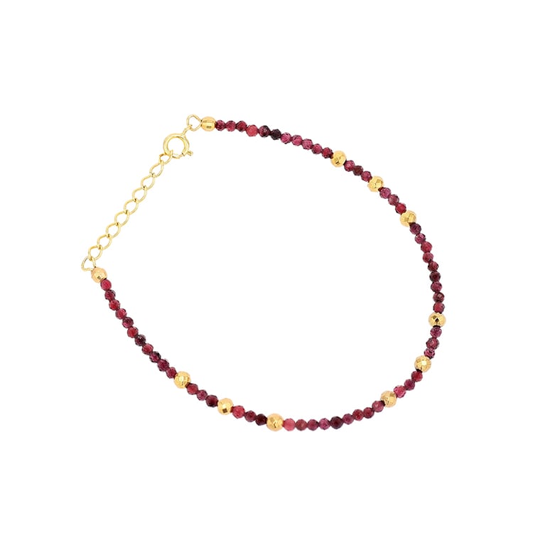 Vergoldetes Armband aus Silber mit Granat-Perlen Salma